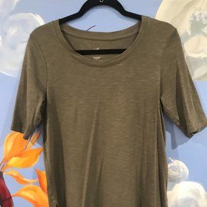 J.Jill Elbow Sleeve Pima Cotton Tee,  Olive, S